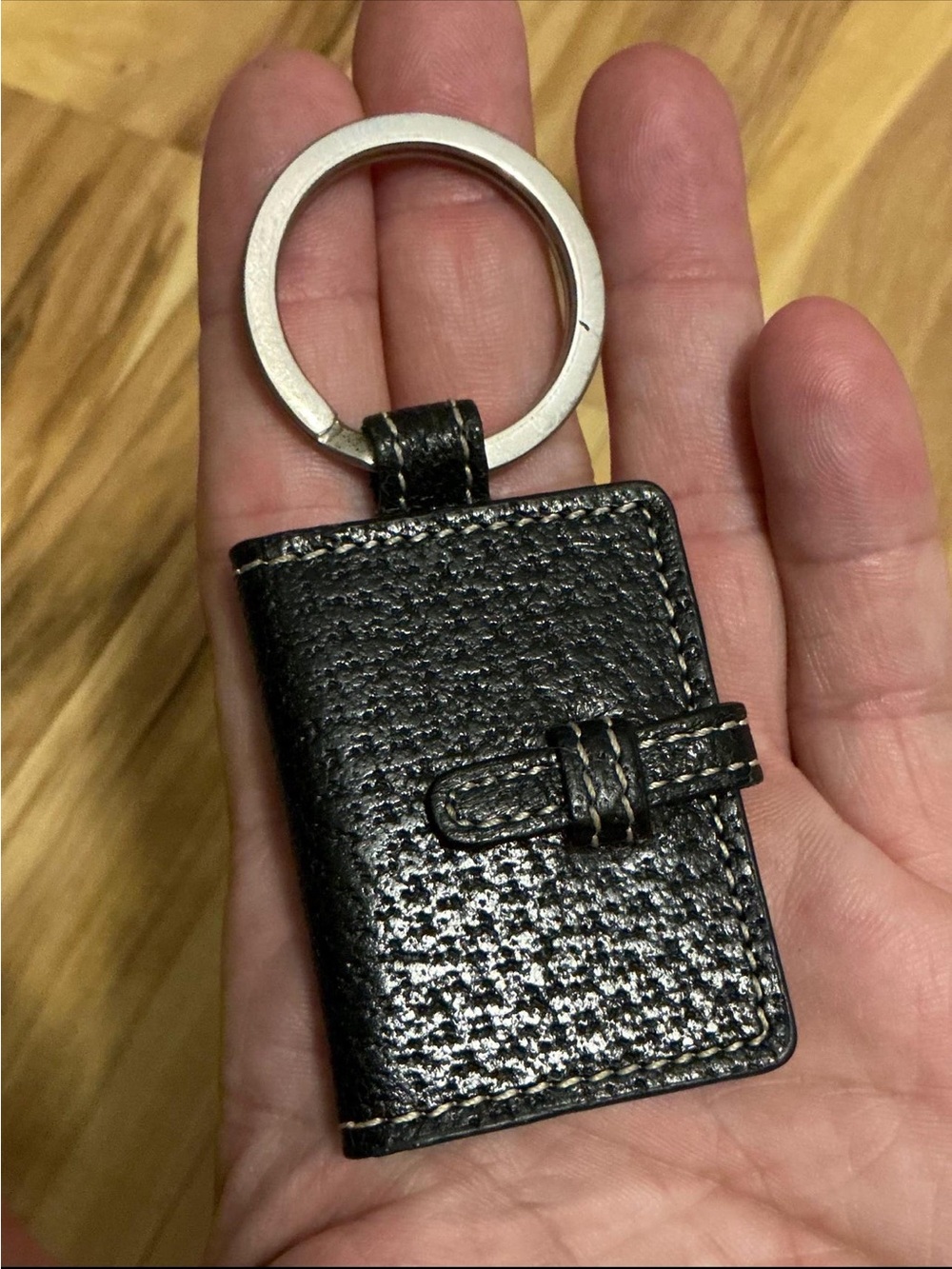 Vintage Coach Black Leather Mini Key Wallet Keyring